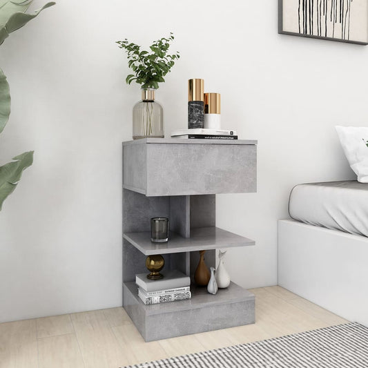 808656 vidaXL Bedside Cabinet Concrete Grey 40x35x65 cm Engineered Wood
