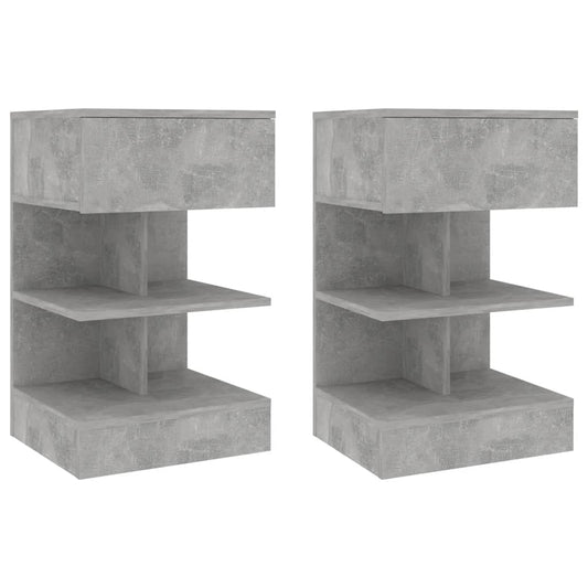 808657 vidaXL Bedside Cabinets 2 pcs Concrete Grey 40x35x65 cm