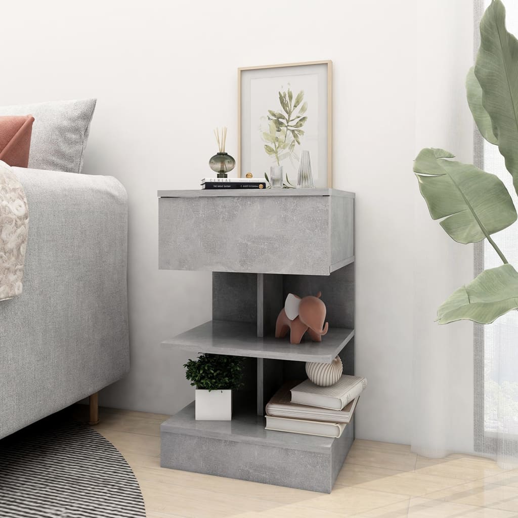 808657 vidaXL Bedside Cabinets 2 pcs Concrete Grey 40x35x65 cm