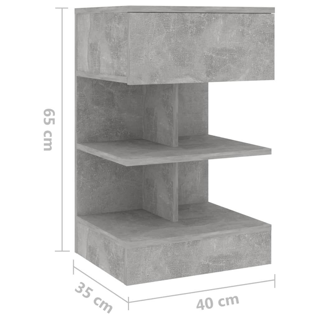 808657 vidaXL Bedside Cabinets 2 pcs Concrete Grey 40x35x65 cm