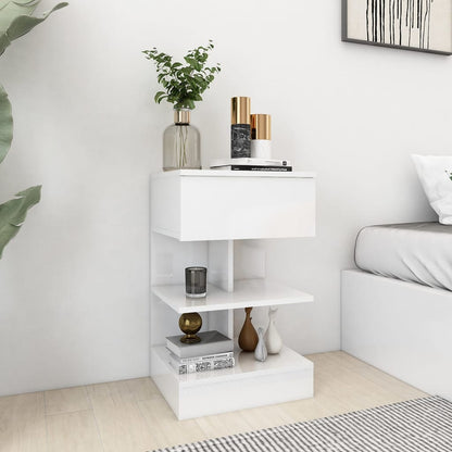 vidaXL Bedside Cabinets 2 pcs High Gloss White 40x35x65 cm
