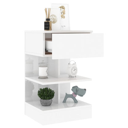 808661 vidaXL Bedside Cabinets 2 pcs High Gloss White 40x35x65 cm