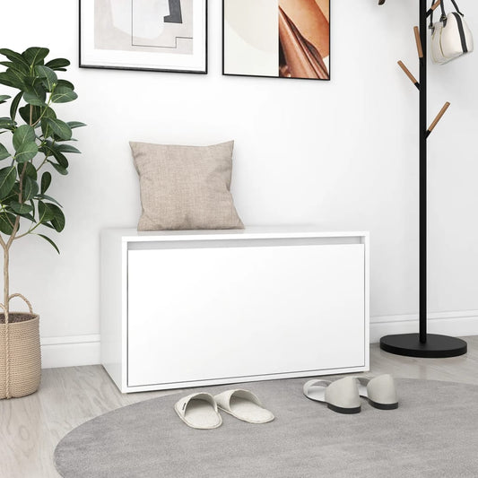 vidaXL Bench | White | Engineered Wood | 80x40x45 cm | Bench | Rectangular