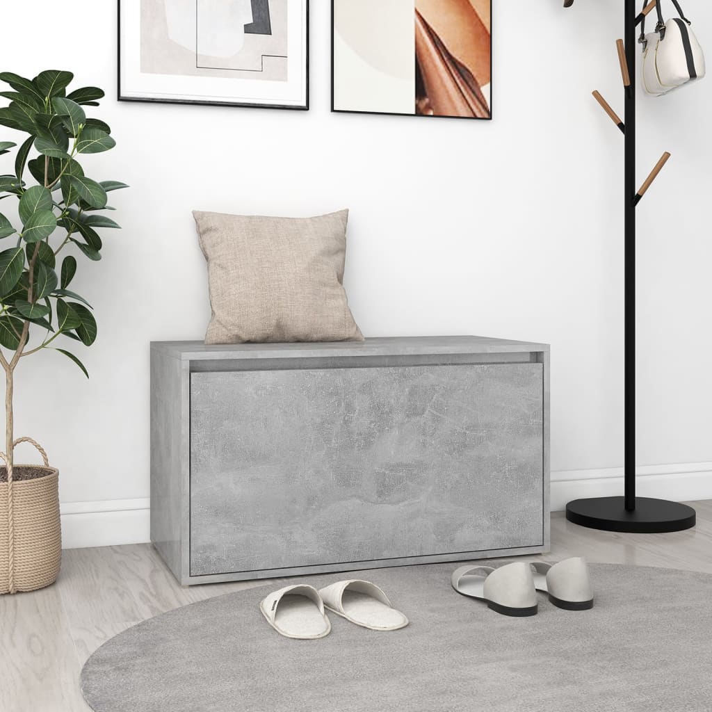vidaXL Bench | Concrete Grey | Engineered Wood | Compact | Entryway Bench