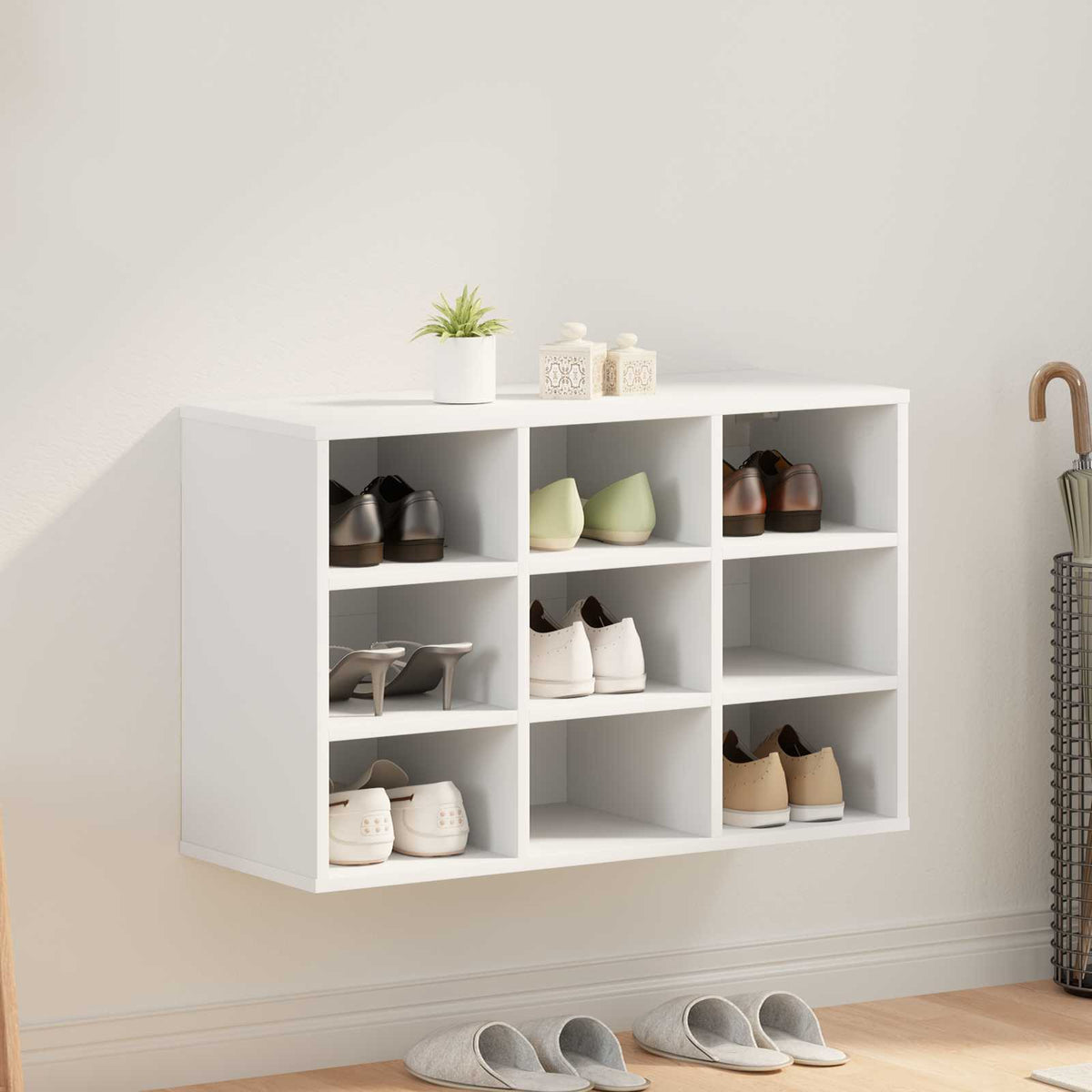 vidaXL Shoe Cabinet 77.5 x 30 x 51 cm Engineered Wood White