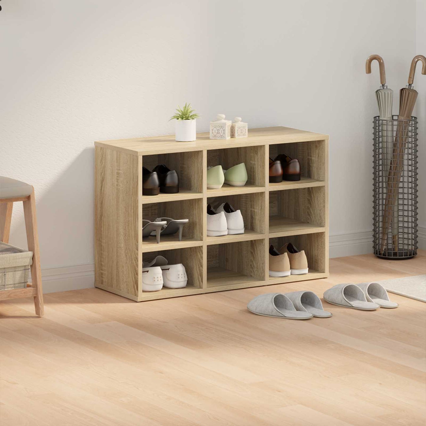 vidaXL Shoe Cabinet 77.5 x 30 x 51 cm Engineered Wood Sonoma Oak