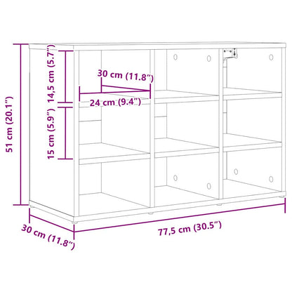 vidaXL Shoe Cabinet 77.5 x 30 x 51 cm Engineered Wood Sonoma Oak