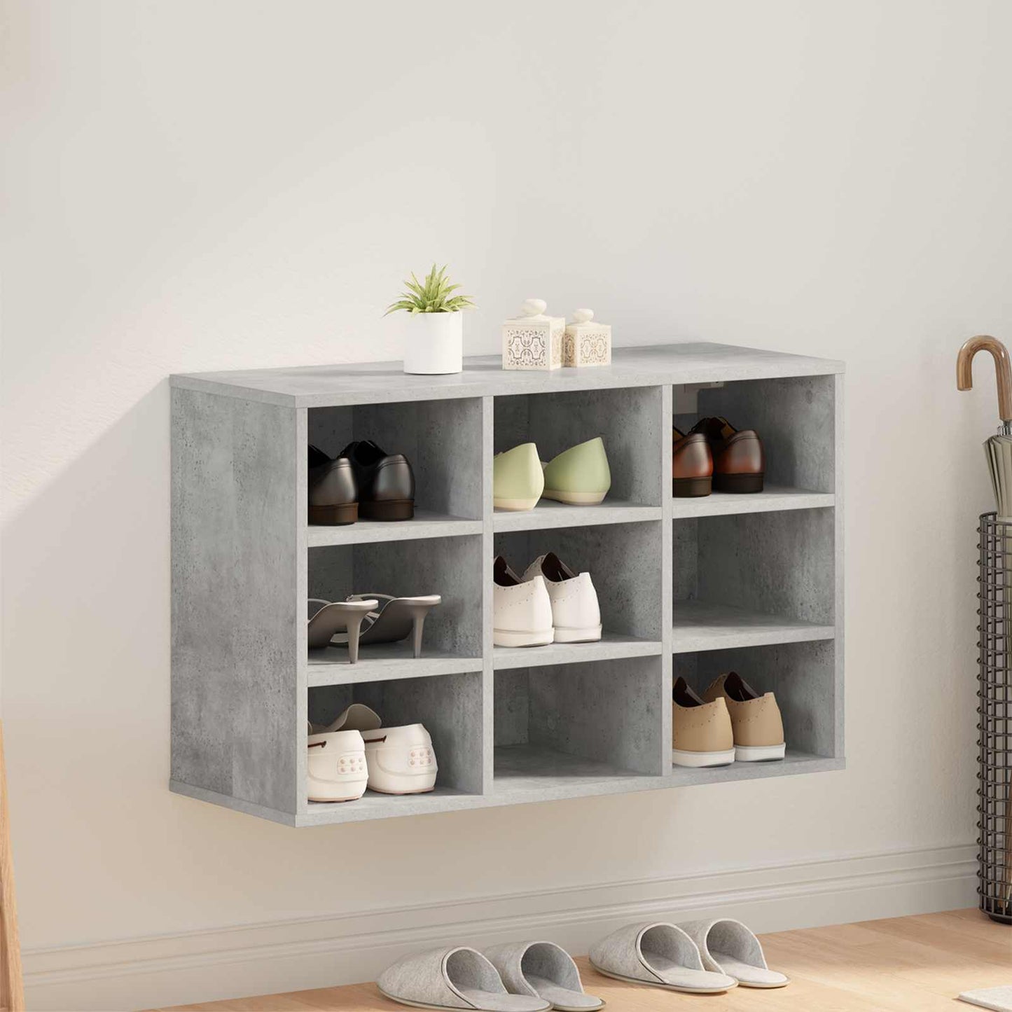 vidaXL Shoe Cabinet 77.5 x 30 x 51 cm Engineered Wood Concrete grey