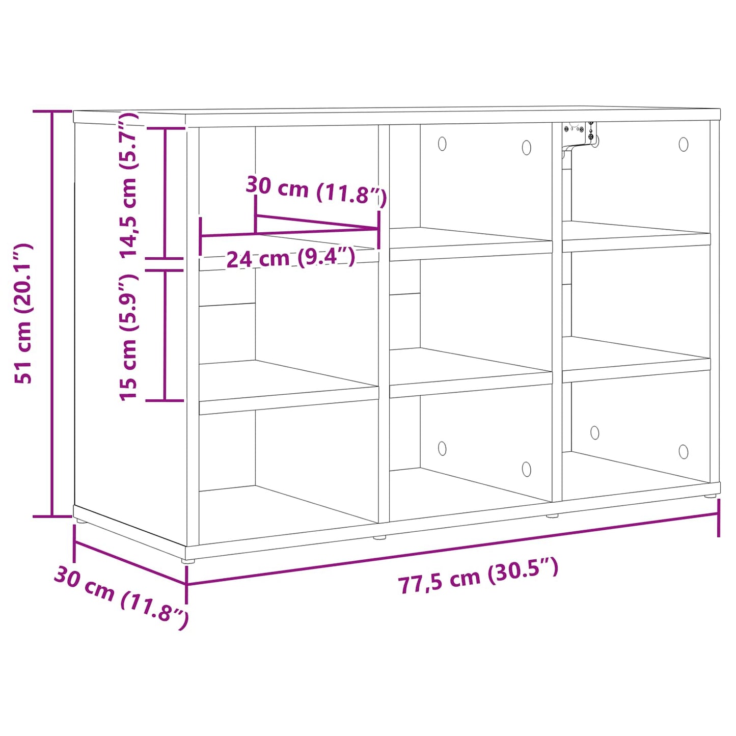 vidaXL Shoe Cabinet Concrete grey 77.5 x 30 x 51 cm Engineered Wood