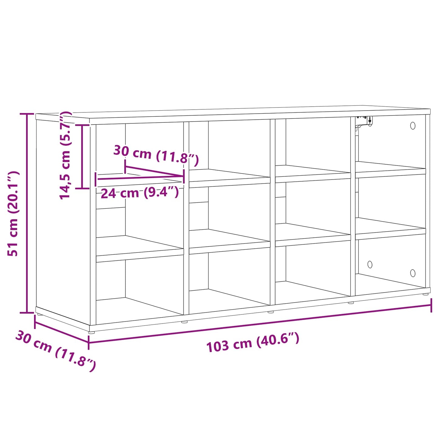 vidaXL Shoe Cabinet with Shelf White 103 x 30 x 51 cm Engineered Wood