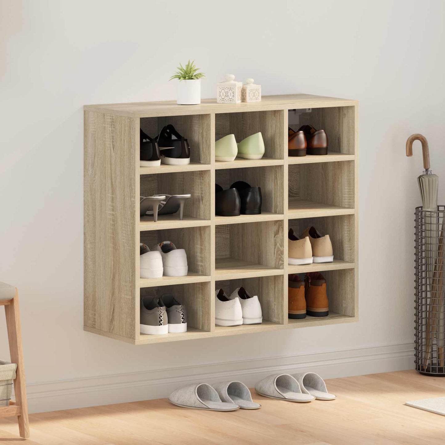 vidaXL Shoe Cabinet 77.5 x 30 x 67 cm Engineered Wood Sonoma Oak