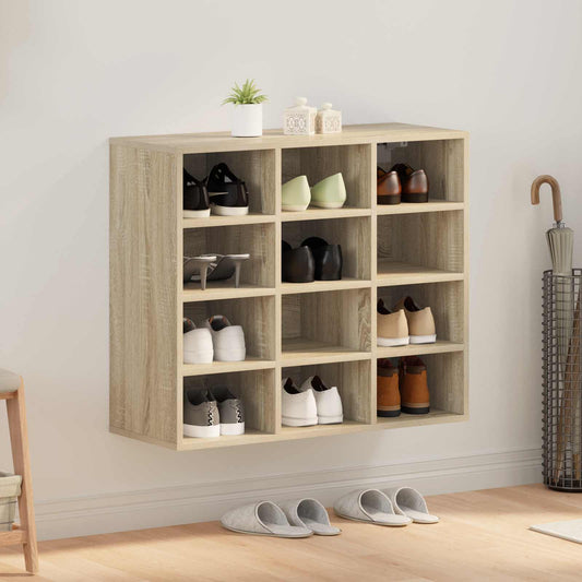 vidaXL Shoe Cabinet 77.5 x 30 x 67 cm Engineered Wood Sonoma Oak