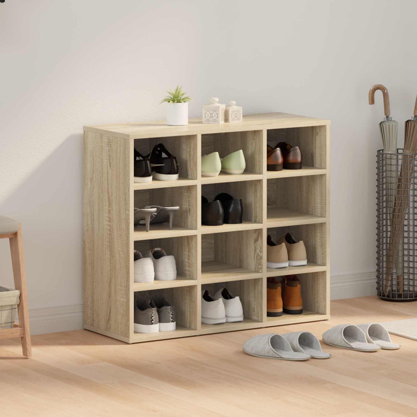 vidaXL Shoe Cabinet 77.5 x 30 x 67 cm Engineered Wood Sonoma Oak