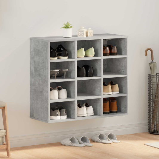 vidaXL Shoe Cabinet 77.5 x 30 x 67 cm Engineered Wood Concrete grey