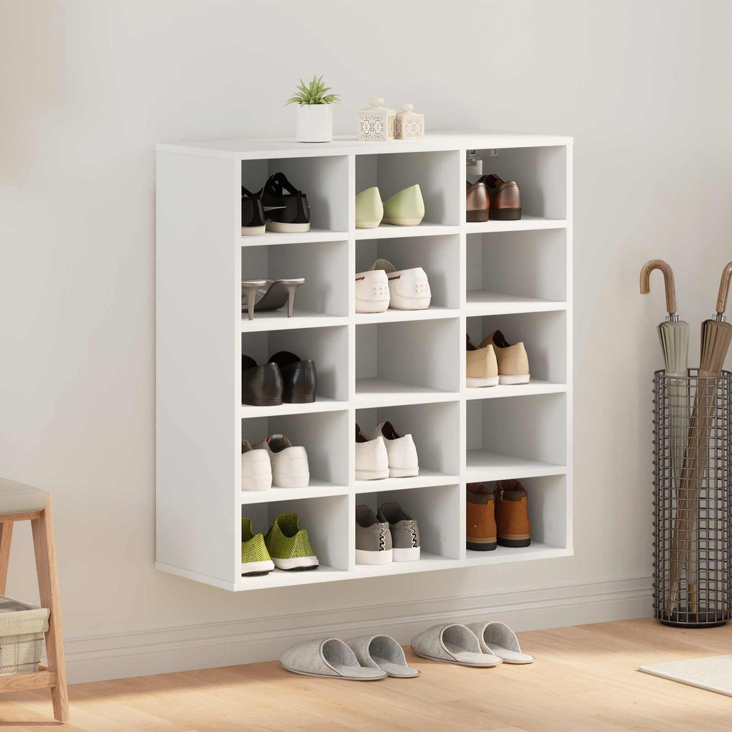 vidaXL Shoe Cabinet 77.5 x 30 x 83.5 cm Engineered Wood White