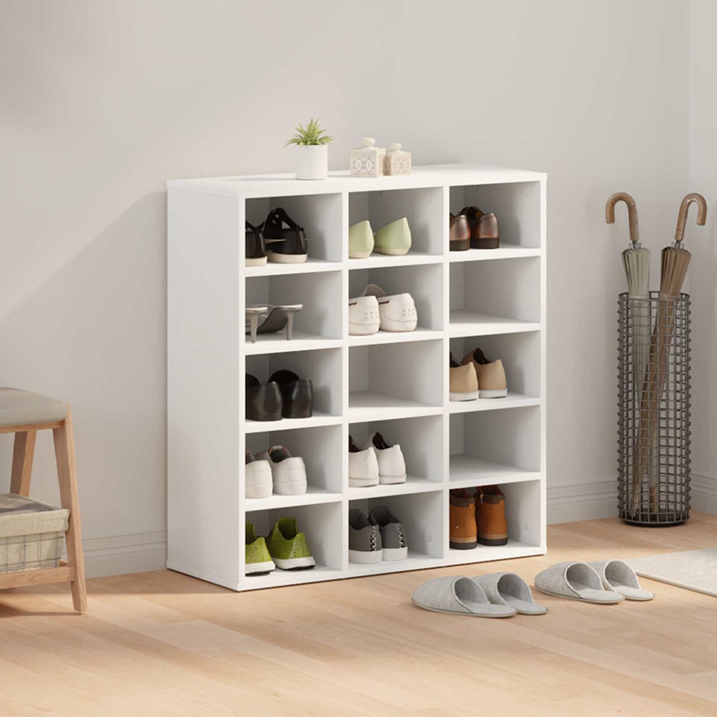 vidaXL Shoe Cabinet 77.5 x 30 x 83.5 cm Engineered Wood White