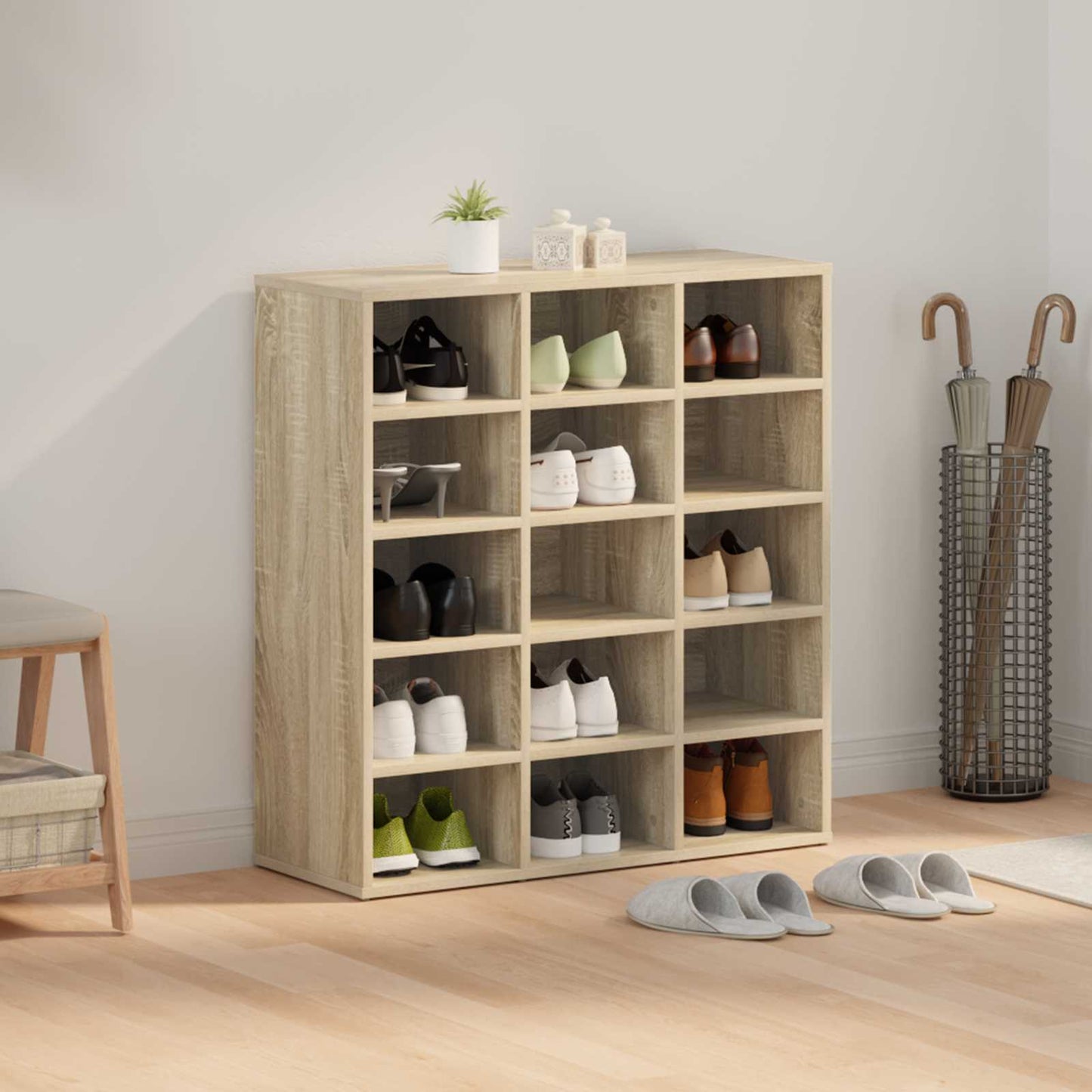 vidaXL Shoe Cabinet 77.5 x 30 x 83.5 cm Engineered Wood Sonoma Oak