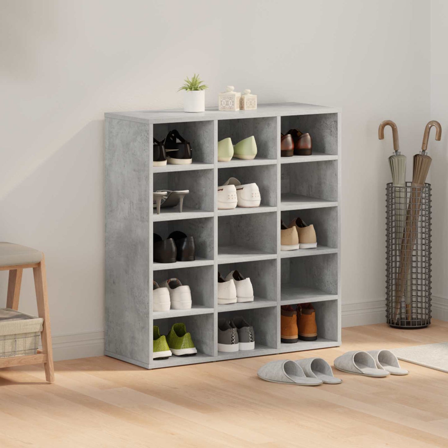 vidaXL Shoe Cabinet 77.5 x 30 x 83.5 cm Engineered Wood Concrete grey
