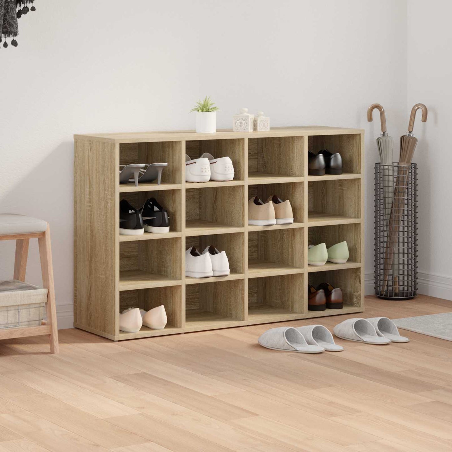 vidaXL Shoe Cabinet 103 x 30 x 67 cm Engineered Wood Sonoma Oak