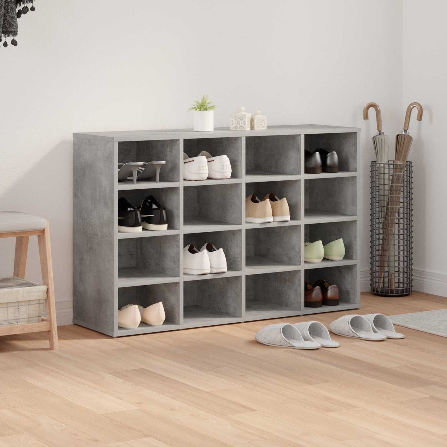vidaXL Shoe Cabinet 103 x 30 x 67 cm Engineered Wood Concrete grey