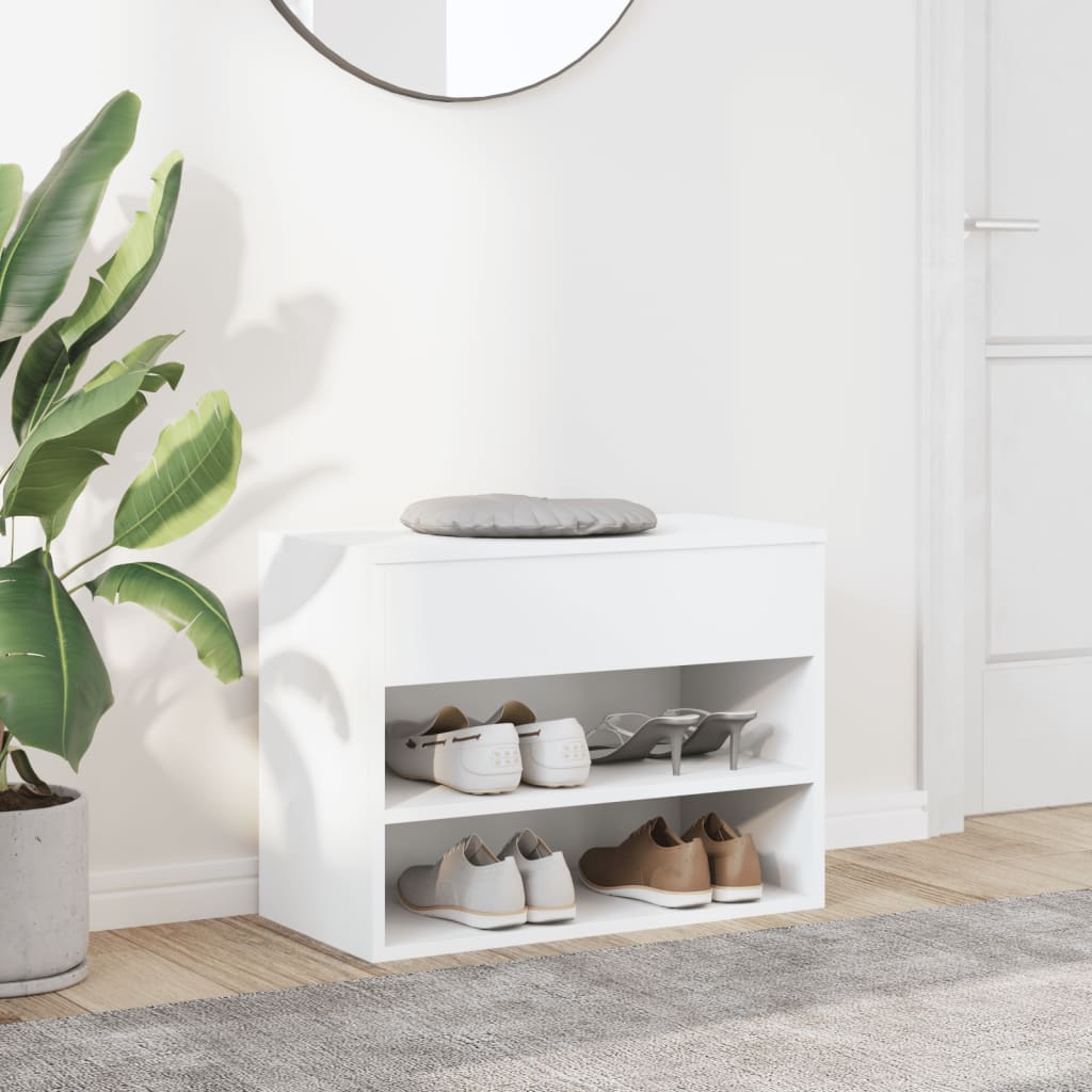 808738 vidaXL Shoe Bench White 60x30x45 cm Engineered Wood