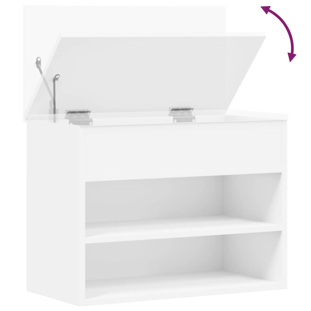 808738 vidaXL Shoe Bench White 60x30x45 cm Engineered Wood