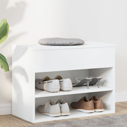 808738 vidaXL Shoe Bench White 60x30x45 cm Engineered Wood