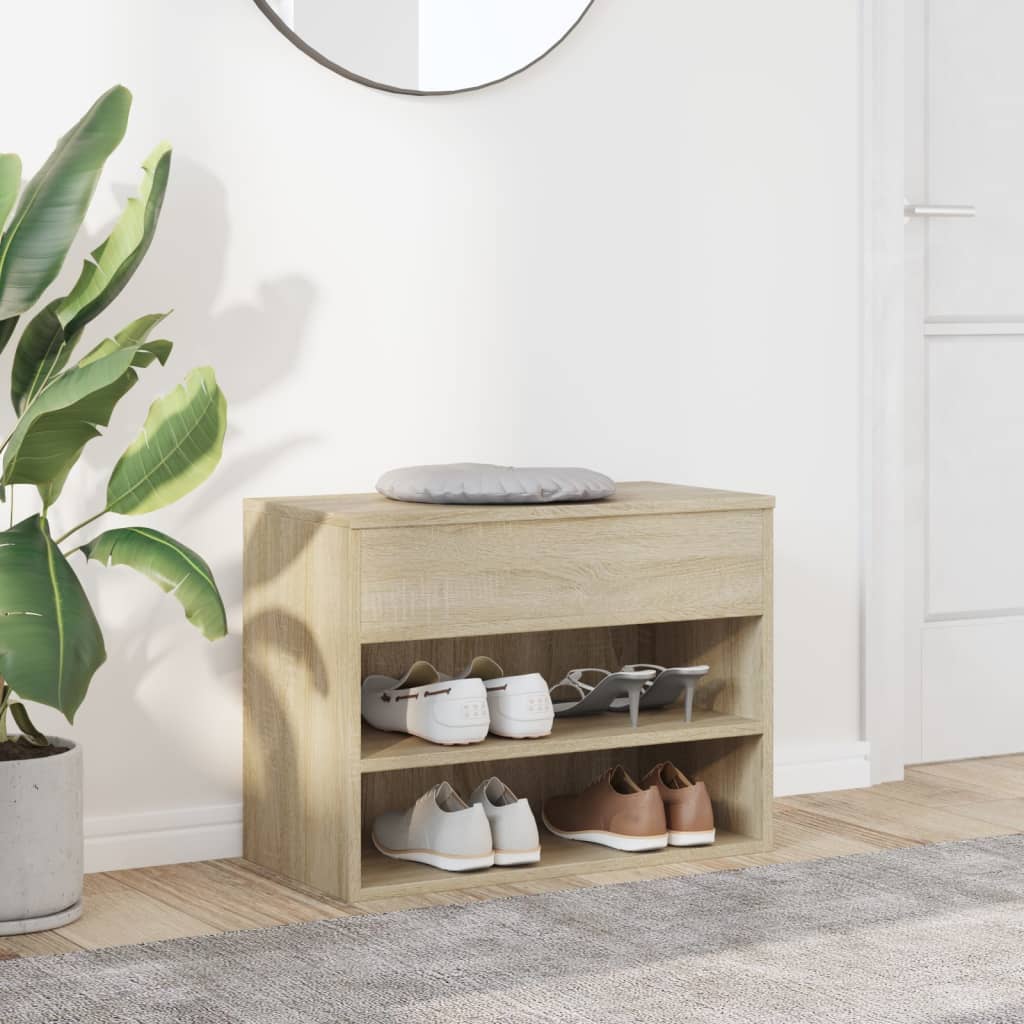 808741 vidaXL Shoe Bench Sonoma Oak 60x30x45 cm Engineered Wood