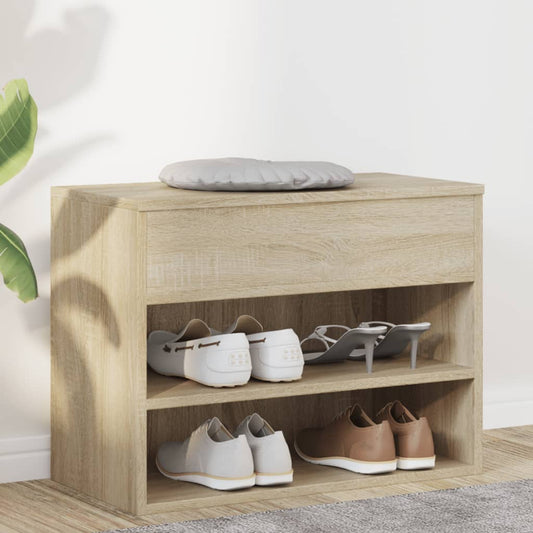 808741 vidaXL Shoe Bench Sonoma Oak 60x30x45 cm Engineered Wood