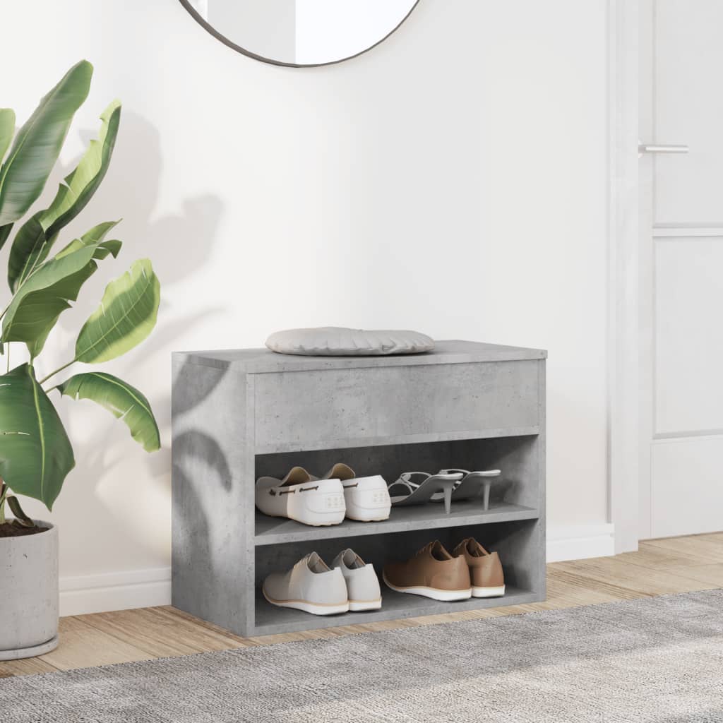 vidaXL Shoe Bench Concrete Grey 60x30x45 cm Engineered Wood