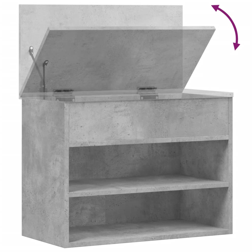 vidaXL Shoe Bench Concrete Grey 60x30x45 cm Engineered Wood