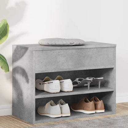 vidaXL Shoe Bench Concrete Grey 60x30x45 cm Engineered Wood