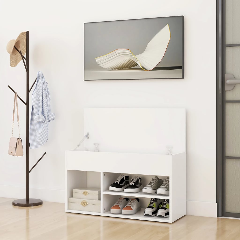 808747 vidaXL Shoe Bench White 80x30x45 cm Engineered Wood