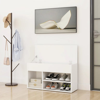808747 vidaXL Shoe Bench White 80x30x45 cm Engineered Wood