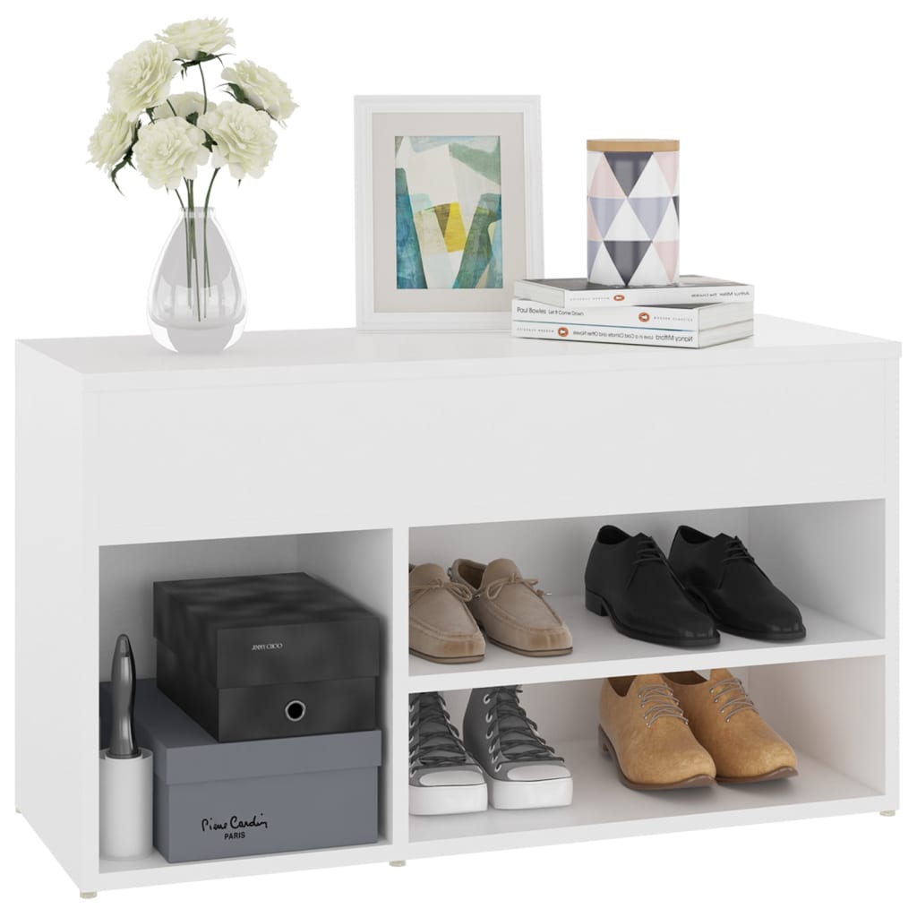 808747 vidaXL Shoe Bench White 80x30x45 cm Engineered Wood