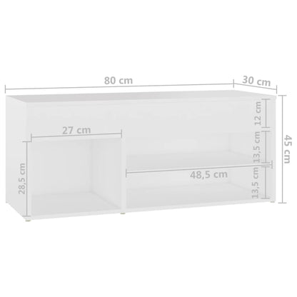 808747 vidaXL Shoe Bench White 80x30x45 cm Engineered Wood
