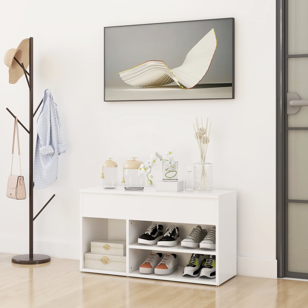 808747 vidaXL Shoe Bench White 80x30x45 cm Engineered Wood