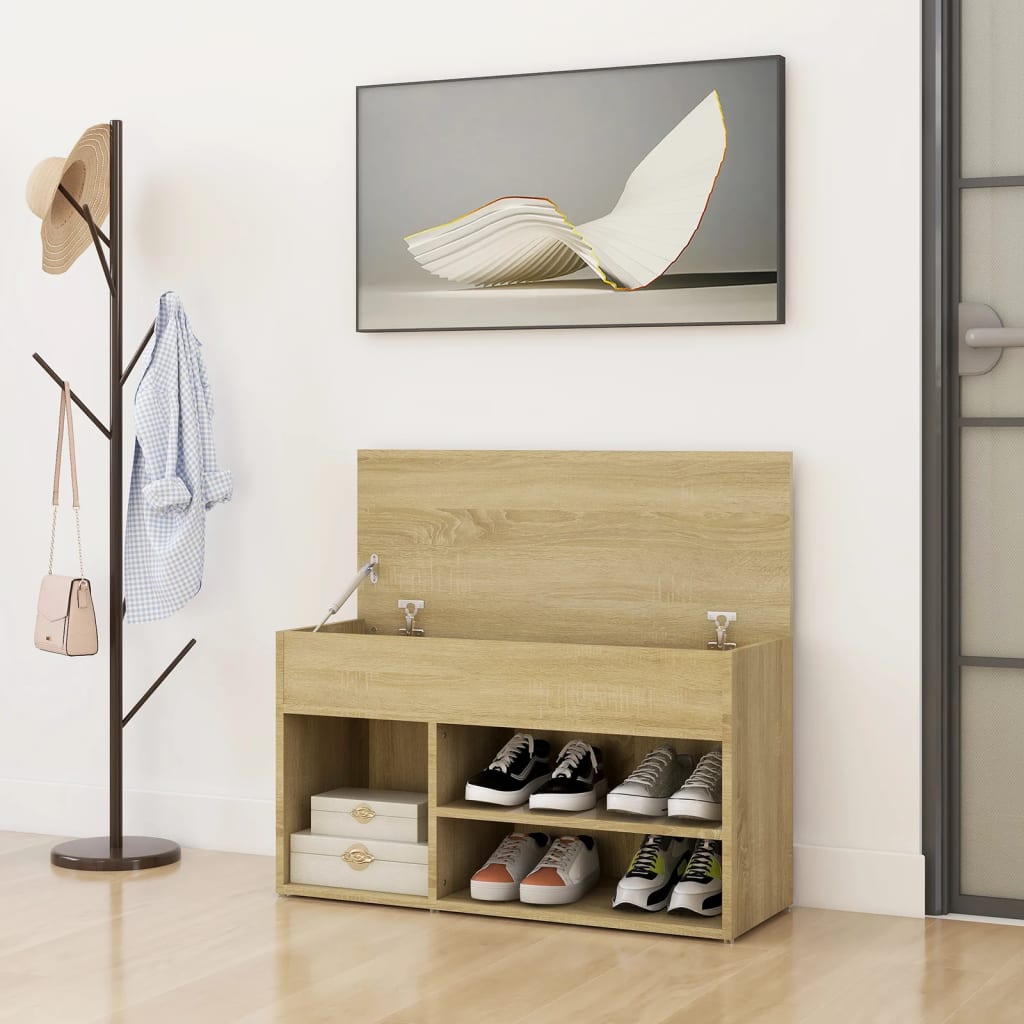 808750 vidaXL Shoe Bench Sonoma Oak 80x30x45 cm Engineered Wood