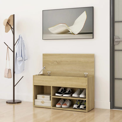 808750 vidaXL Shoe Bench Sonoma Oak 80x30x45 cm Engineered Wood