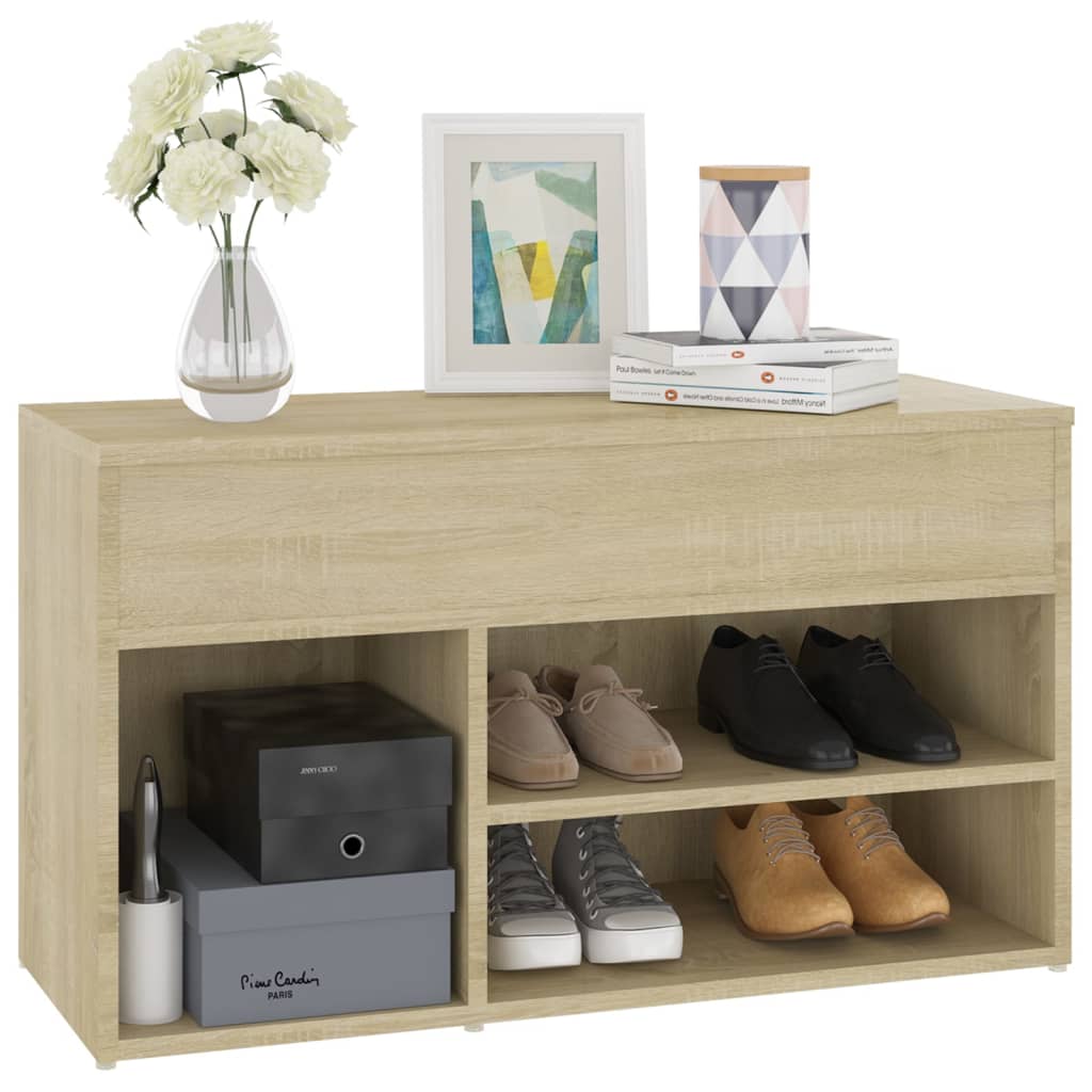 808750 vidaXL Shoe Bench Sonoma Oak 80x30x45 cm Engineered Wood