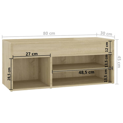 808750 vidaXL Shoe Bench Sonoma Oak 80x30x45 cm Engineered Wood