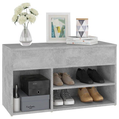 808751 vidaXL Shoe Bench Concrete Grey 80x30x45 cm Engineered Wood