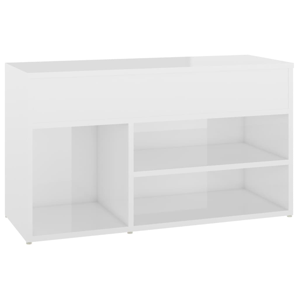 808753 vidaXL Shoe Bench High Gloss White 80x30x45 cm Engineered Wood