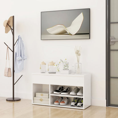 808753 vidaXL Shoe Bench High Gloss White 80x30x45 cm Engineered Wood