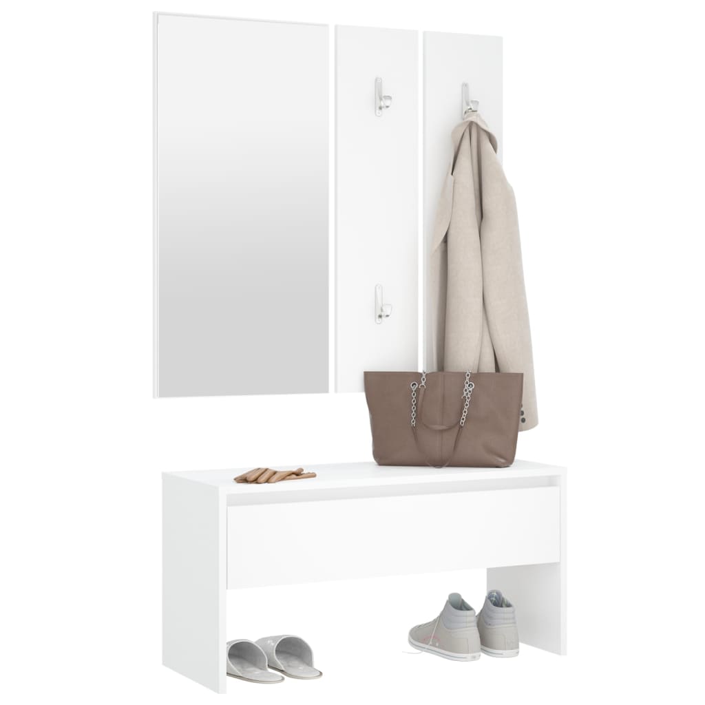 vidaXL Hallway Furniture Set White Engineered Wood