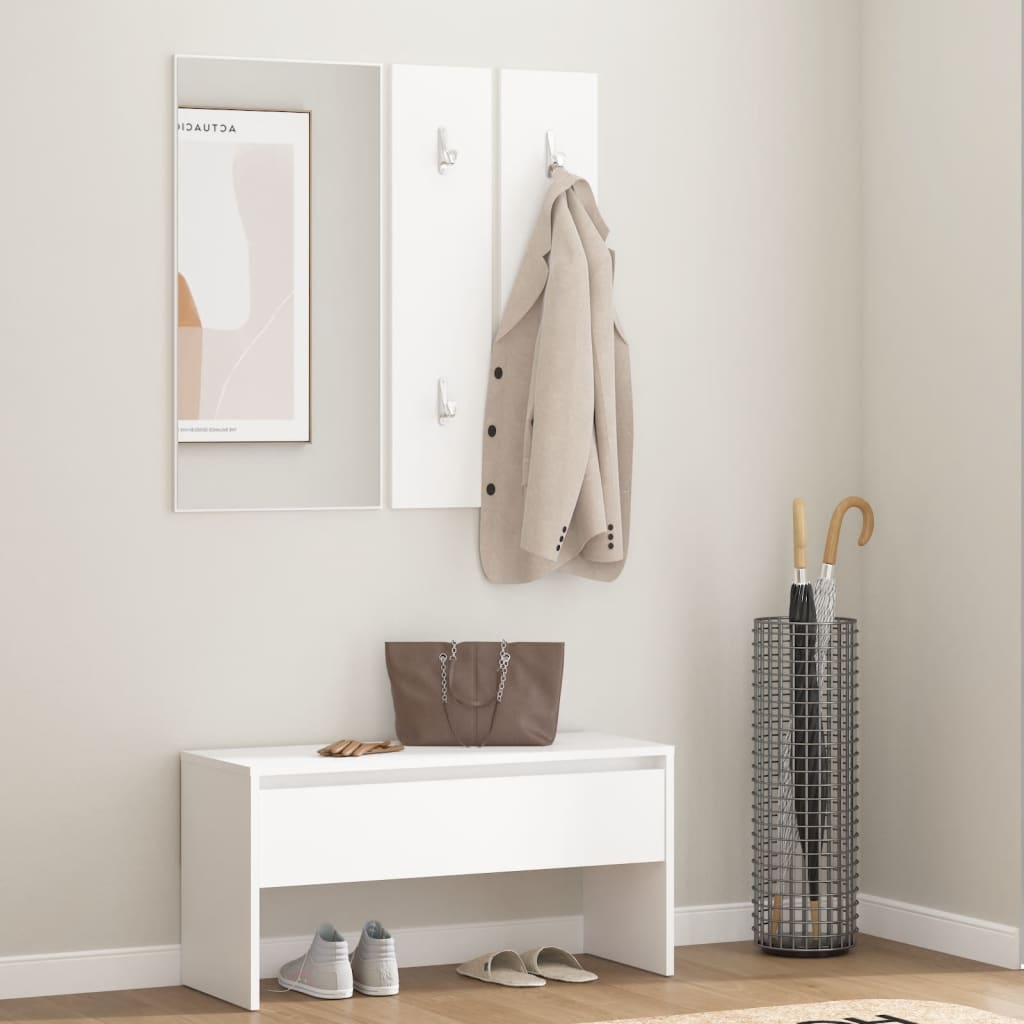 vidaXL Hallway Furniture Set White Engineered Wood