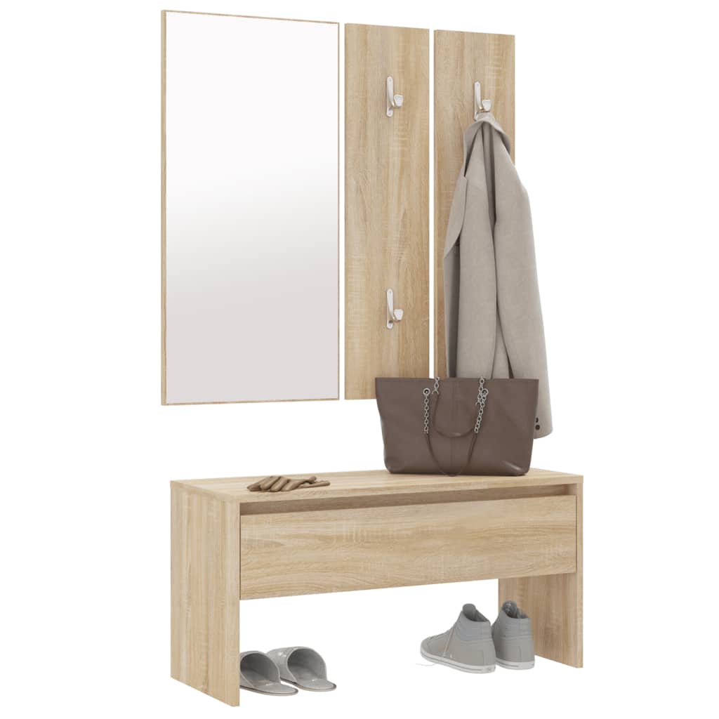 vidaXL Hallway Furniture Set Sonoma Oak Engineered Wood