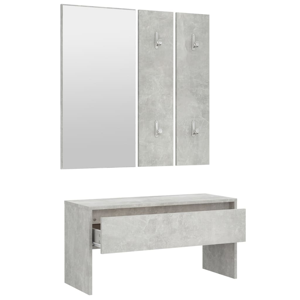 vidaXL Hallway Furniture Set Concrete Grey Engineered Wood