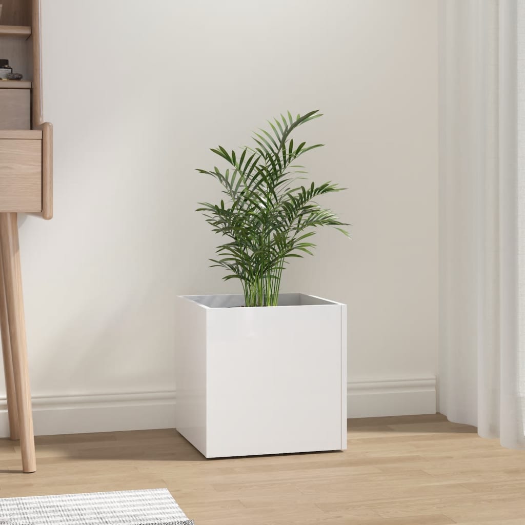 vidaXL Planter Box High Gloss White 40x40x40 cm Engineered Wood
