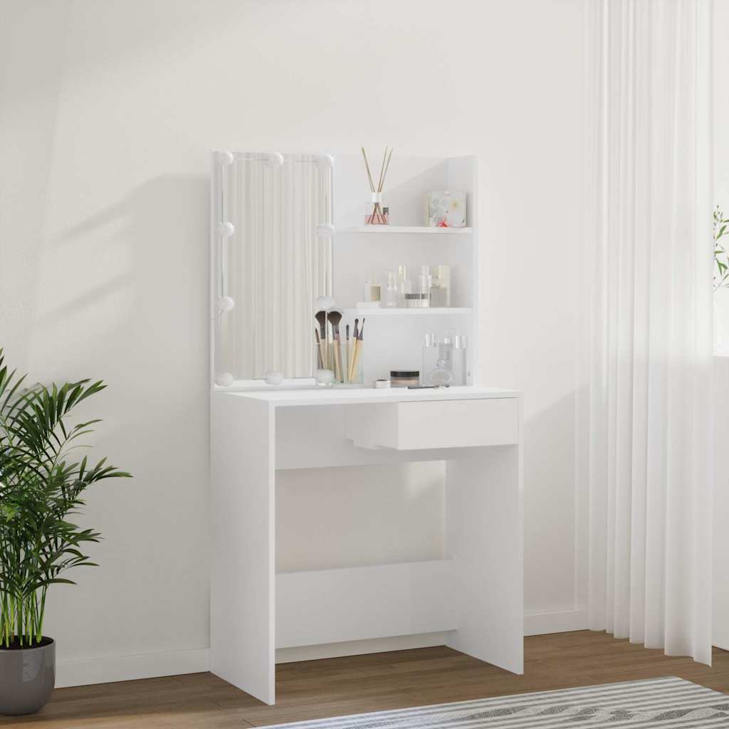 vidaXL Dressing Table with LED White 74,5x40x141 cm